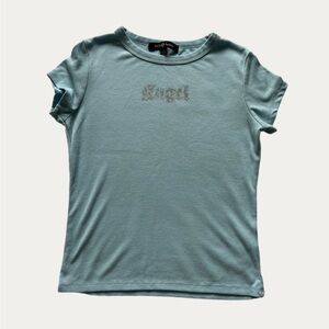 Y2K Style Rhinestone Angel Tee Shirt